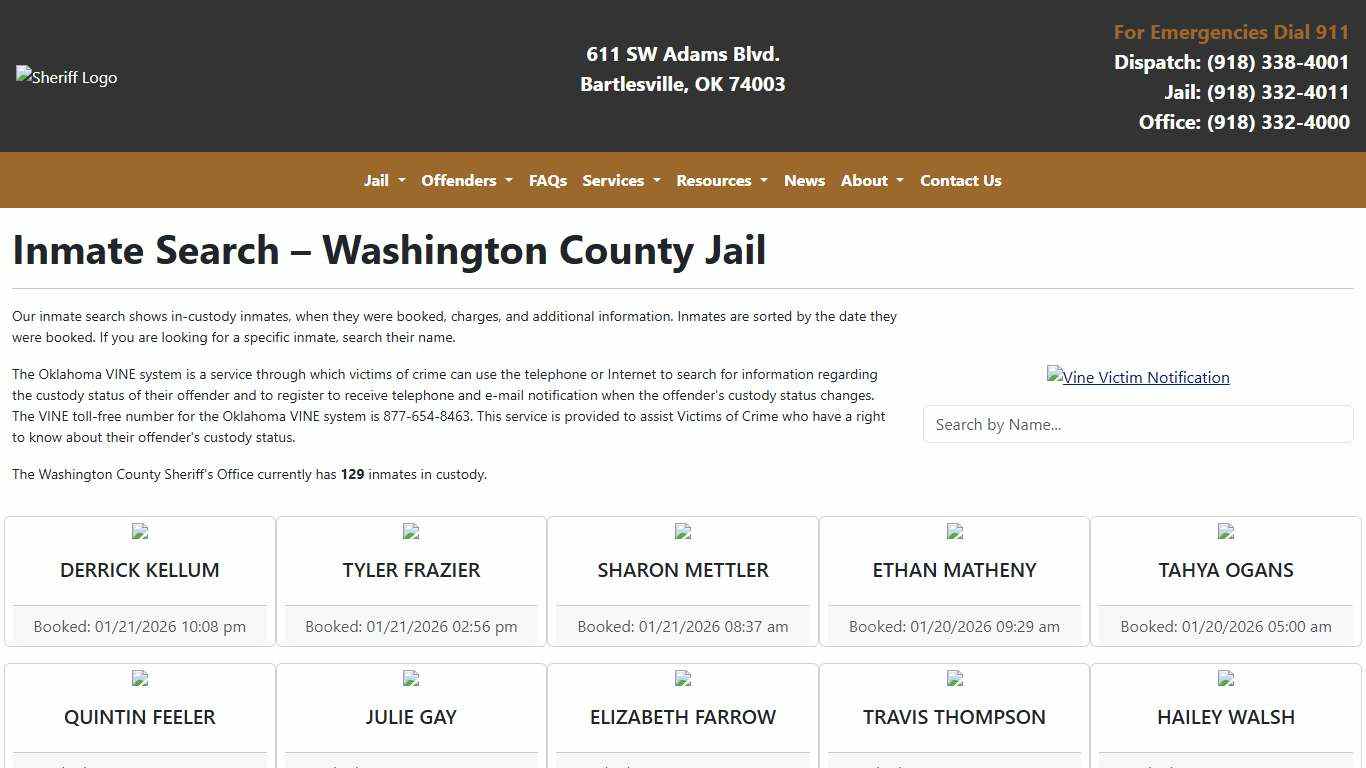 Inmate Search | Washington County Sheriff's Office